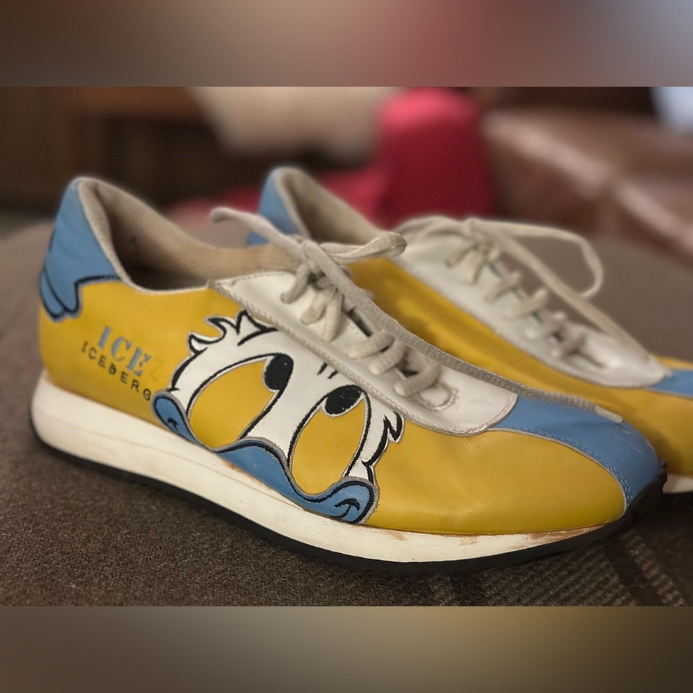 ICE ICEBERG Donald Duck Yellow Leather Lace Up Sneakers 38